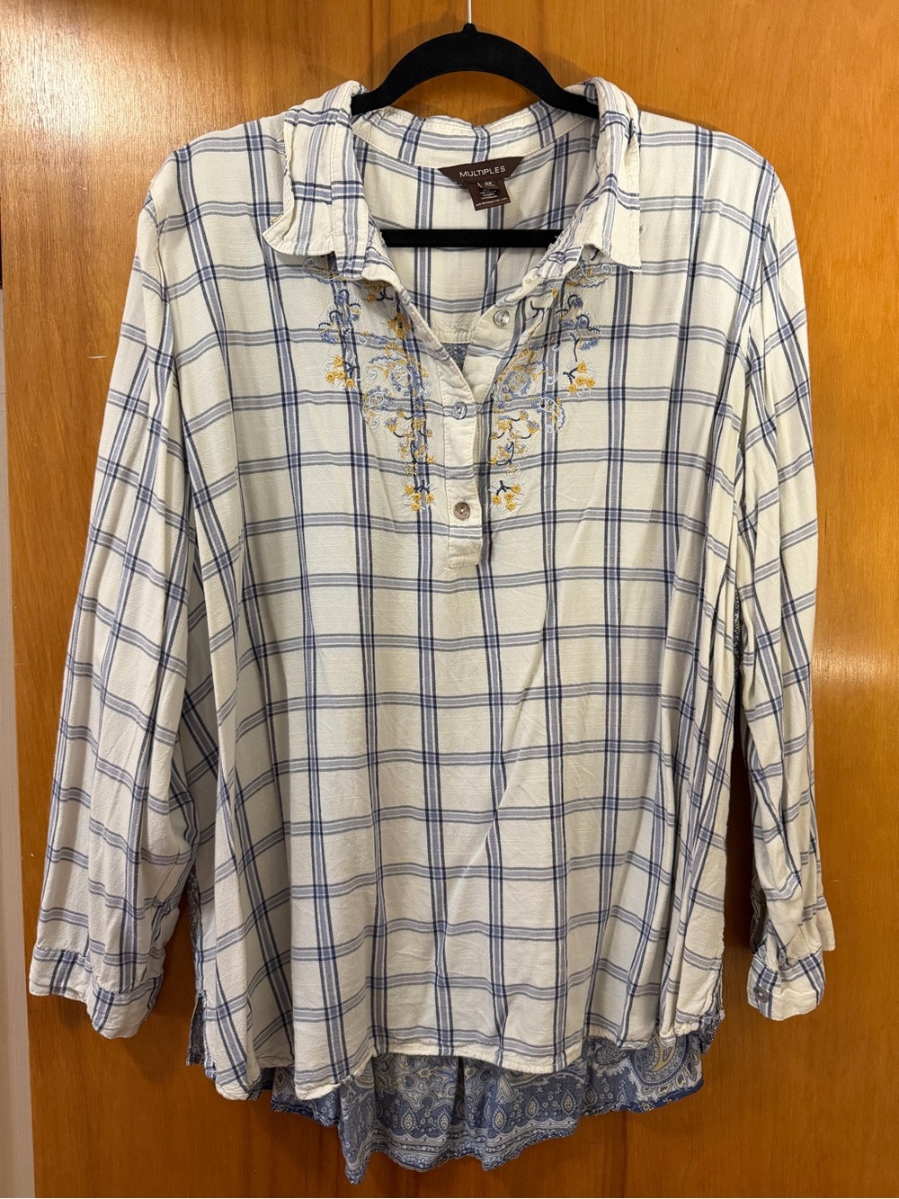 Multiples Mixed Print Plaid Medallion Top 2X